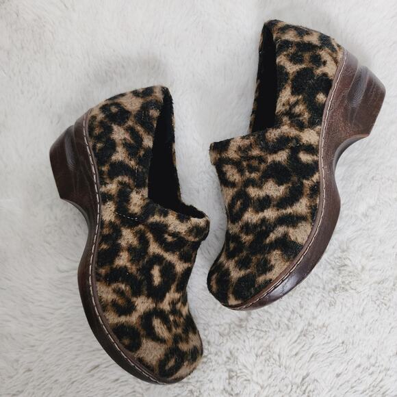 NEW BOC by Born Brown Black Peggy Leopard Print Clog - Picture 1 of 8